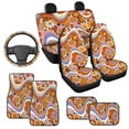 thumbnail image 5 of HUIACONG Hippie Flowers Car Seat Covers Automotive Floor Mats with Anti-Slip Pad Car Steering Wheel Protector Removable Automotive Accessories Easy to Install for SUV,Vans,Sedans,Trucks, 5 of 8