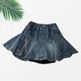 thumbnail image 3 of GiLiling Denim Skirts for Girls Mini Flared Short Skirt Elastic Waist Ruffle Hem Jean Skirt with Pockets for Casual Summer Wear (Light Blue, 4-5 Years), 3 of 5