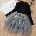thumbnail image 4 of Generic Baby Warm Sweater Toddler Kids Girls Knit Ribbed Crewneck Sweater Dresses Embroidery Floral Flower Long Sleeve Princess Fluffy Tulle Dress(Black,3-4 Years), 4 of 9