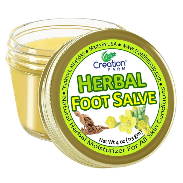 Herbal Foot Care Salve Jar, Skin Healing Ointment for Cracked Heels and