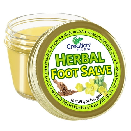 Herbal Foot Care Salve Jar, Skin Healing Ointment for Cracked Heels and Dry Feet- Foot Balm by Creation Farm