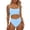Light Blue, variant on Riforla One-Piece Swimsuit Neck Cut Out Front Lace up Back High Cut Monokini Solid Color Bathing Suits for Women Red XL