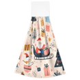 thumbnail image 7 of Yayeee Kitchen Hanging Hand Towels Set of 2 with Loop Bathroom Absorbent Tie Towel, Beige Christmas Santa, 7 of 7
