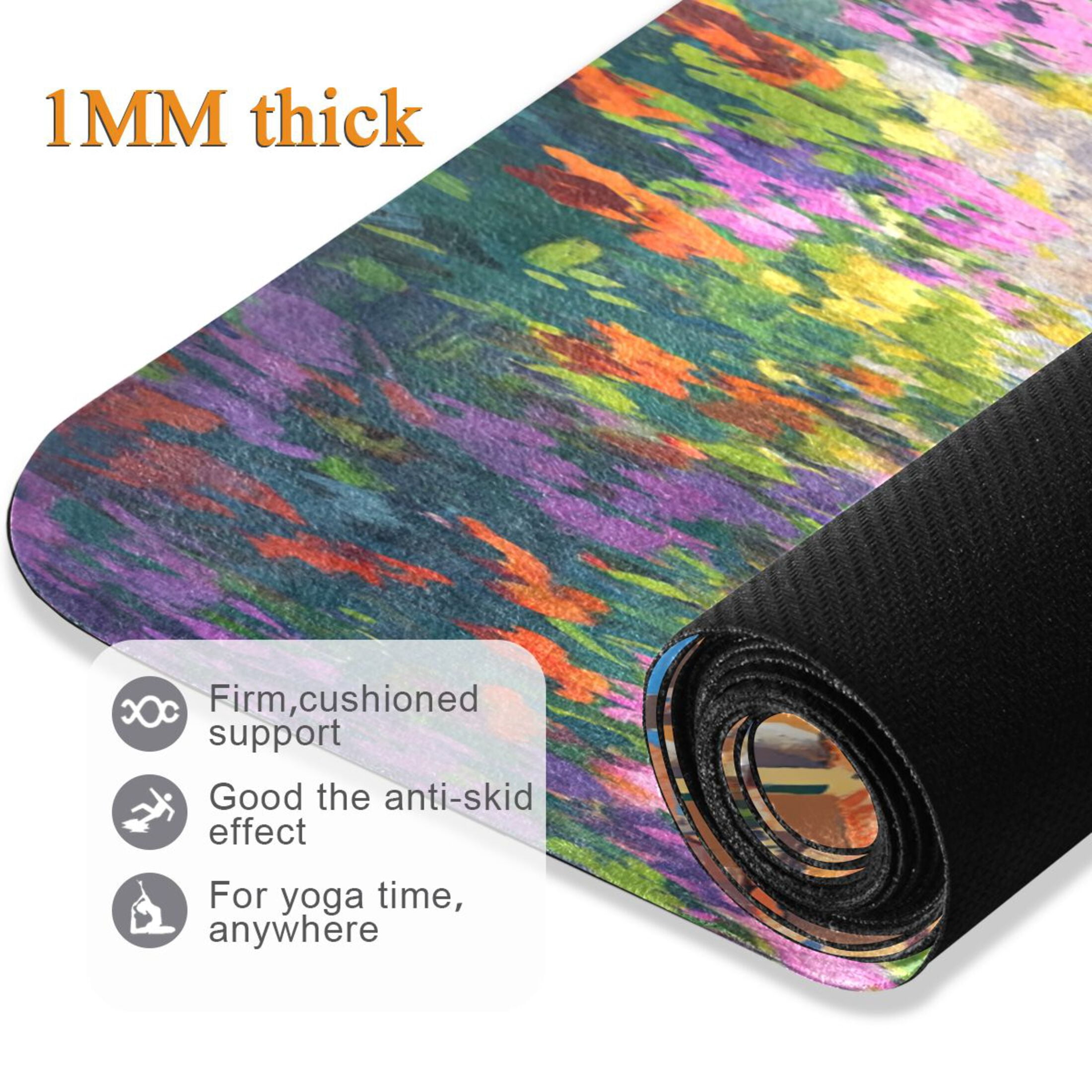 BZSMCE Yoga Mat Women Colorful Coastal Village Painting Fitness Mat