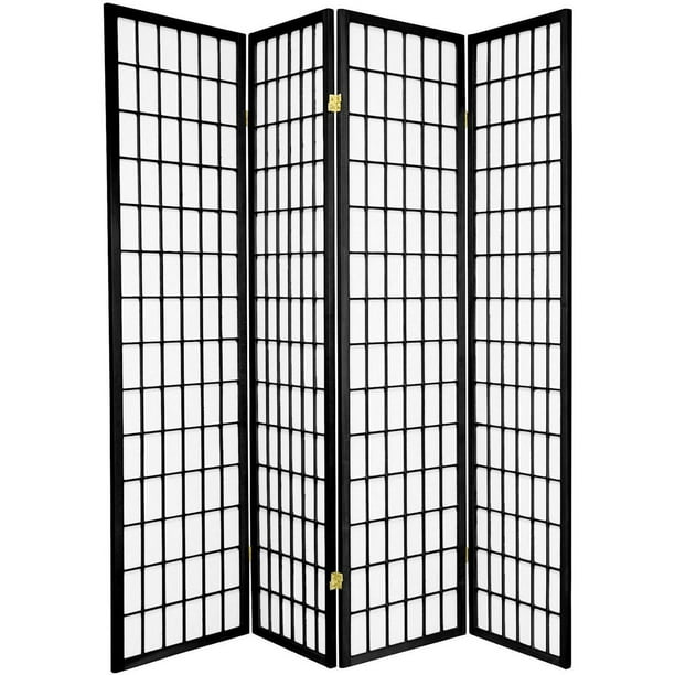 Legacy Decor Japanese Oriental 4 Panel Room Divider, 71" Tall, Black