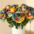 thumbnail image 2 of Yucurem 10PCS Artificial Rainbow Rose Flowers with Stems, Romantic Colorful Silk Rose Bouquet for DIY Valentine's Day Birthday Wedding Centerpieces Home Decor Gifts (50cm), 2 of 5
