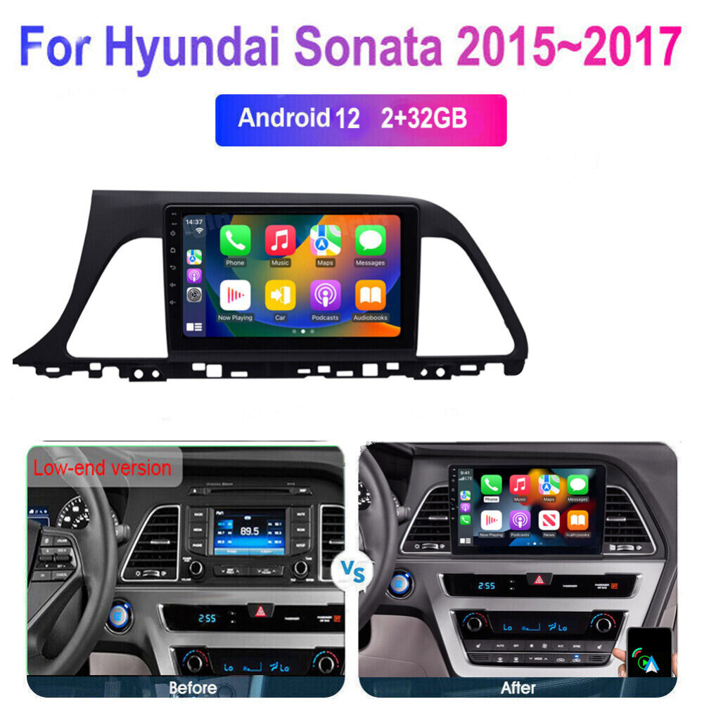 Android 13 Car Stereo Radio Fit for Hyundai Sonata 2015 2016 2017, 9" Touchscreen Multimedia Video Player with Wireless Carplay, Android Auto, GPS Navigation, BT, AHD Camera, 2+32G