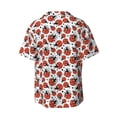 thumbnail image 2 of Fotbe Red Ladybugs print Short Sleeve Button Down Shirts for Men Casual Summer Beach Wrinkle Free Shirt-Small, 2 of 7