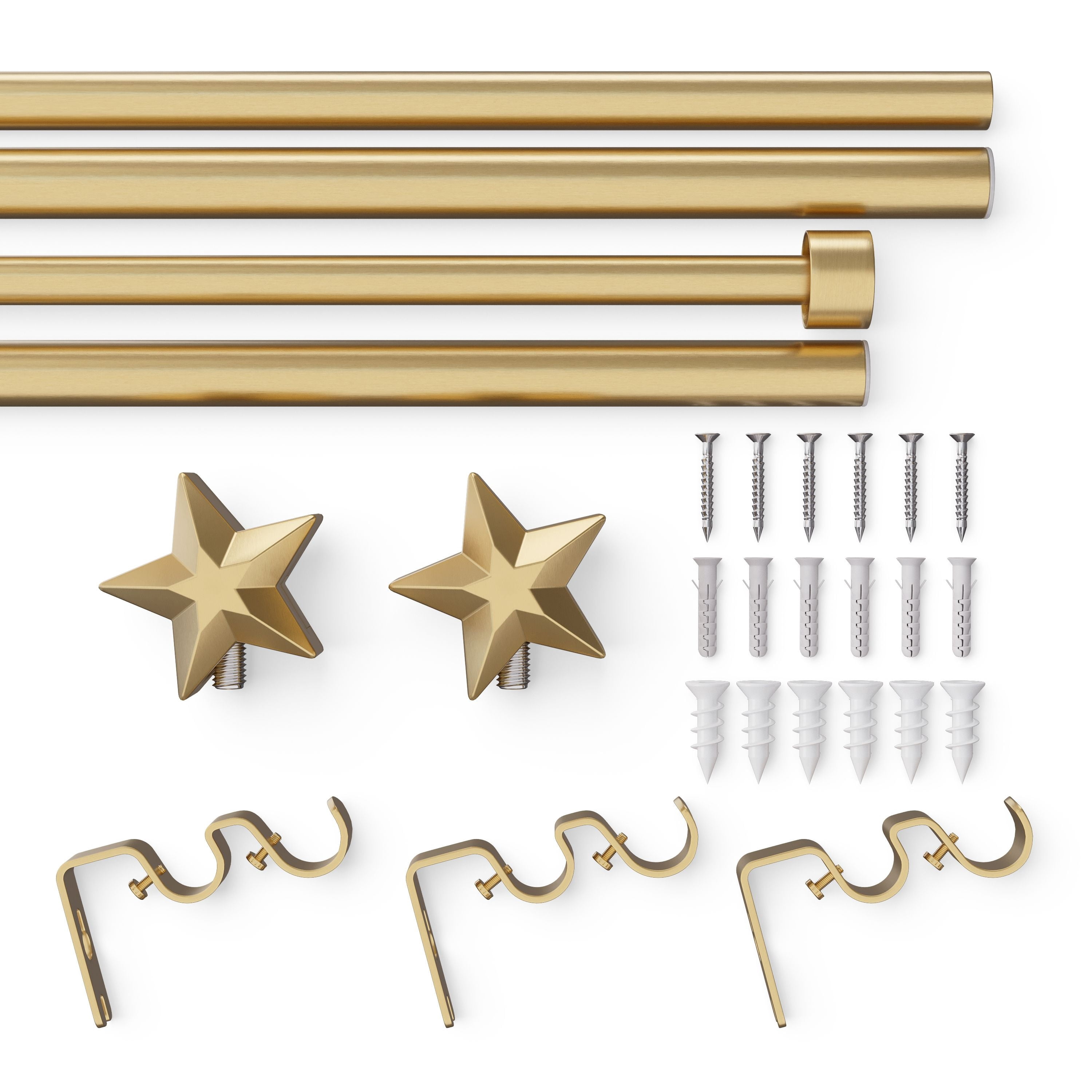 Mainstays Kids 3/4" Gold Star Adjustable Double Curtain Rod, 48"-84"