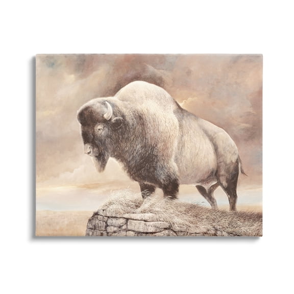 Stupell Wildlife Bison Forest Nature Scenery Animals & Insects Painting Gallery Wrapped Canvas Print Wall Art