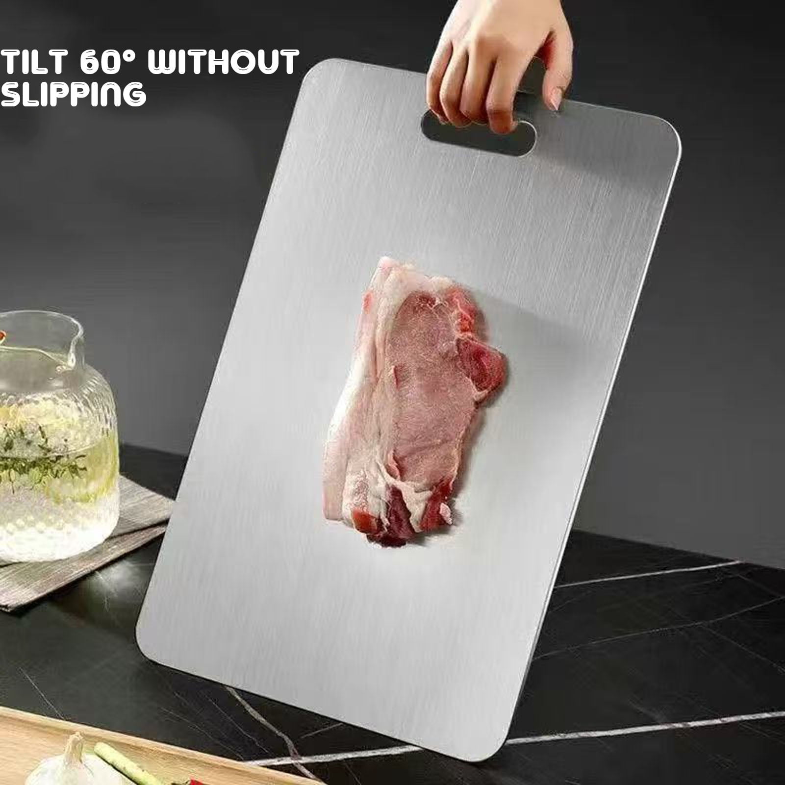 Katori Titanium Cutting Board, Katori Titanium Cutting Boards for Kitchen, Double-Sided Design and Balanced Base, Easy to Maintain and Rinse, Suitable for Kitchen