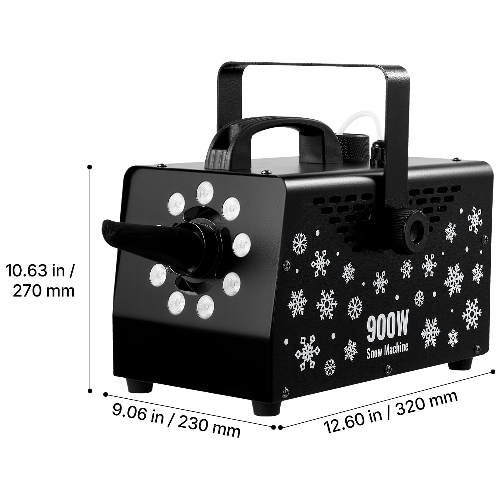 VEVOR 900W Snow Machine with 9 LED RGB Lights, 12 LED Lighting Colors, and Wireless Remote, Handheld/Hanging Outdoor Snowflake Machine Fake Snow Machines with 1L Tank for Christmas Party