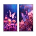 thumbnail image 2 of Designart "Pink Butterfly at Sunset I" Animals Butterfly Framed Wall Art Set Of 2 - Children's Art Pink Frame Gallery Set For Office Decor, 2 of 6