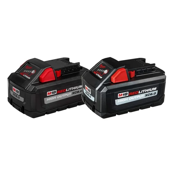 Milwaukee Red Lithium 18V 6.0Ah Power Tool Battery for Milwaukee M18 Tools, 2 Count