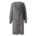 thumbnail image 4 of Baberdicy Cardigan Sweater Women's Solid Color Long Dough Button Sweater Cardigan Women's Cardigans Dark Gray, 4 of 5