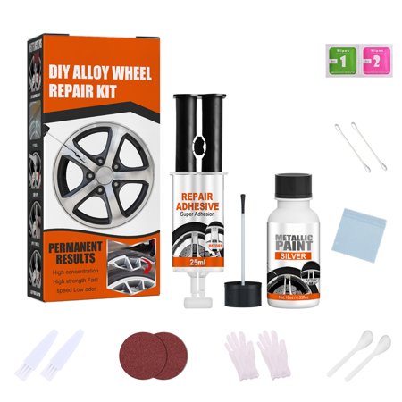 Alloy Wheel Repair Adhesive, Quick Fix Silver Tire Rim Scratch Remover, Car Care Touchup Adhesive For Wheel Scratches, Minor Dents, Installation Damage, Grinding Marks