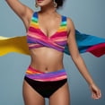 thumbnail image 2 of Aayomet Bathing Suits for Women High Waist Rainbow Print Triangle Bikini (Hot Pink, XL), 2 of 5