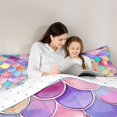 thumbnail image 4 of Homewish Watercolor Mermaid Scale Twin Comforter Sets,Multicolor Bedding Set,Reversible,2 Pieces,1 Comforter and 1 Pillowcase, 4 of 7