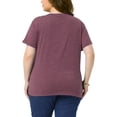 thumbnail image 3 of Agnes Orinda Women's Plus Size T-Shirts Notched V Neck Rolled Short Sleeve Soft Casual Summer Tees Tops 2025 5X Burgundy, 3 of 6