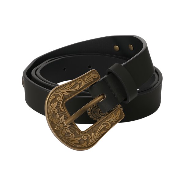 Avaner Women's Men's Western Vintage Oval Studded Belt: Faux Leather Carved Pin Buckle for Retro Streetwear,Unisex