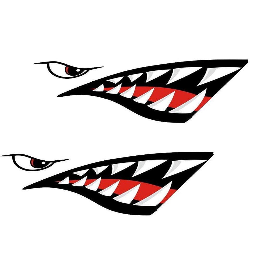 2pcs AUTO Shark Mouth Teeth Waterproof PVC Graphic Sticker Decal durable Decor 