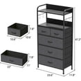 thumbnail image 2 of Tour Commode en Tissu à 5 Tiroirs : Organisateur de Rangement Vertical pour Chambre, Garde-Robe, Couloir et Salon (Gris), 2 of 8
