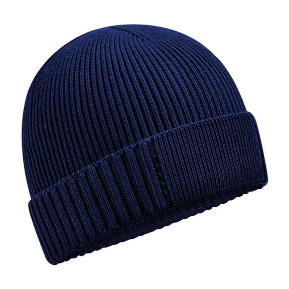 Beechfield  Adult Natural Cotton Engineered Patch Beanie