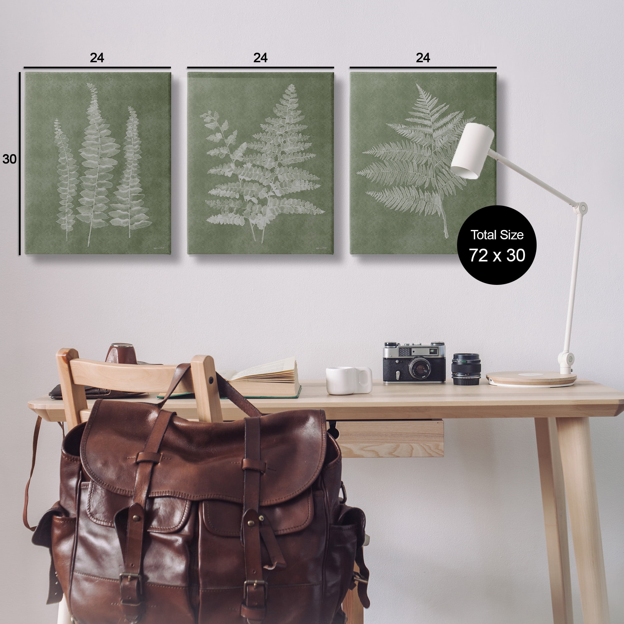 Stupell Industries Vintage Fern Silhouettes Botanical & Floral Painting Gallery Wrapped Canvas Art Print Wall Art, 24 x 30, Set of 3