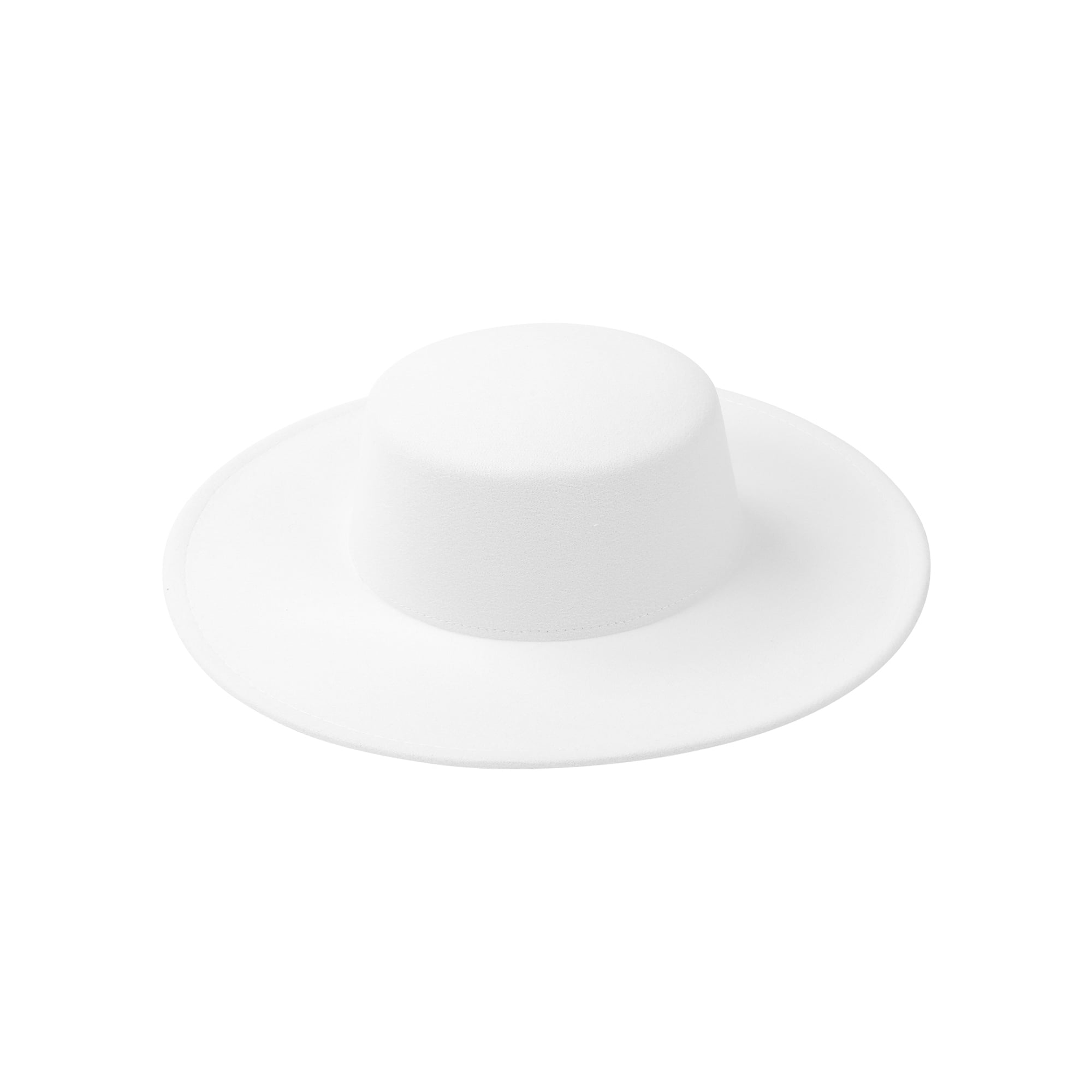 ITFABS Ladies Top Hat Felt Flat Top Wide Brim Pure Color Elegant