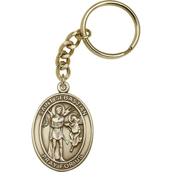 Antique Gold St. Sebastian Keychain