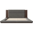 thumbnail image 5 of King Size Floor Upholstered Platform Bed with Extended Wood Headboard and Bedside Shelf, Gray, 5 of 7