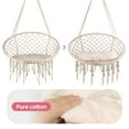 thumbnail image 6 of Beige Hanging Chair, Steel Fasteners, Twisted Cotton Ropes, Porch Swing Chair, Macrame Hammock Chair, For Play, Leisure, Veranda, 6 of 7
