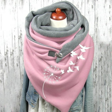 

MIARHB Fashion Women Printing Button Soft Wrap Casual Warm Scarves Shawls
