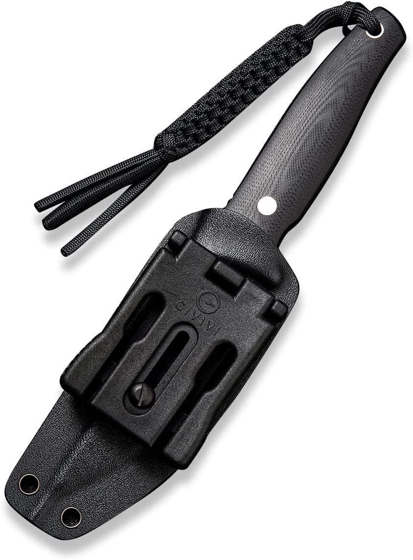CIVIVI 4.07" Drop-Point D2 Blade Fixed Blade Tactical Knife, with Black Lanyard C19046-3