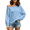 thumbnail image 3 of Diufon Off Shoulder Sweatshirt for Women Long Sleeve Drop Shoulder Pullover Tops Soft Comfy Fall Winter Warm Sweatshirts, 3 of 9