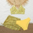 thumbnail image 3 of lnmuld 3 Piece Girls Swimsuit Floral Print Bikini Set with Adjustable Straps and Beach Cover Up Skirt for Swimming and Sun Size：9-10 Years, 3 of 7