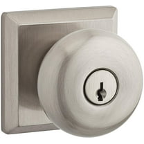 Baldwin Reserve Enroutsr150 Entry Round Knob and Traditional Square Rose Satin Nickel Finish
