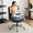 Grey-microfiber, variant on YEXJ Cloud Criss Cross Legged Chair,18" High Back Armless Home Office Desk Chair with Wheels,Wide Adjustable Comfy Padded Seat Task Computer Chair,Modern Swivel Makeup Vanity Chair,Fabric,Blue