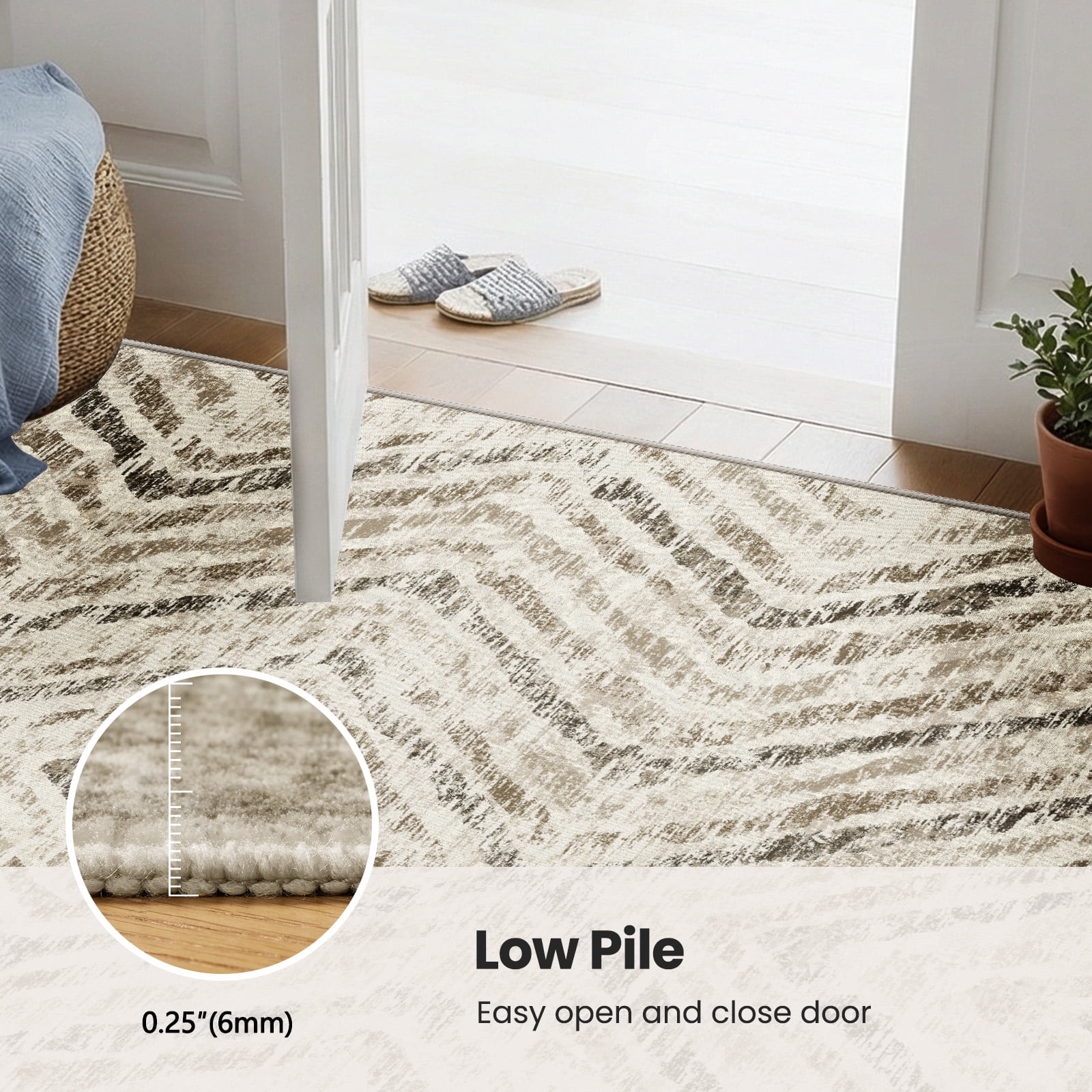 CHITOOMA 5'x7' Area Rugs for Living Room, Washable Boho Moroccan Rug Soft Vintage Distressed Geometric Tribal Area Rug for Bedroom Dining Room Office with Non-Slip Backing, Stain Resistant Non-Shed