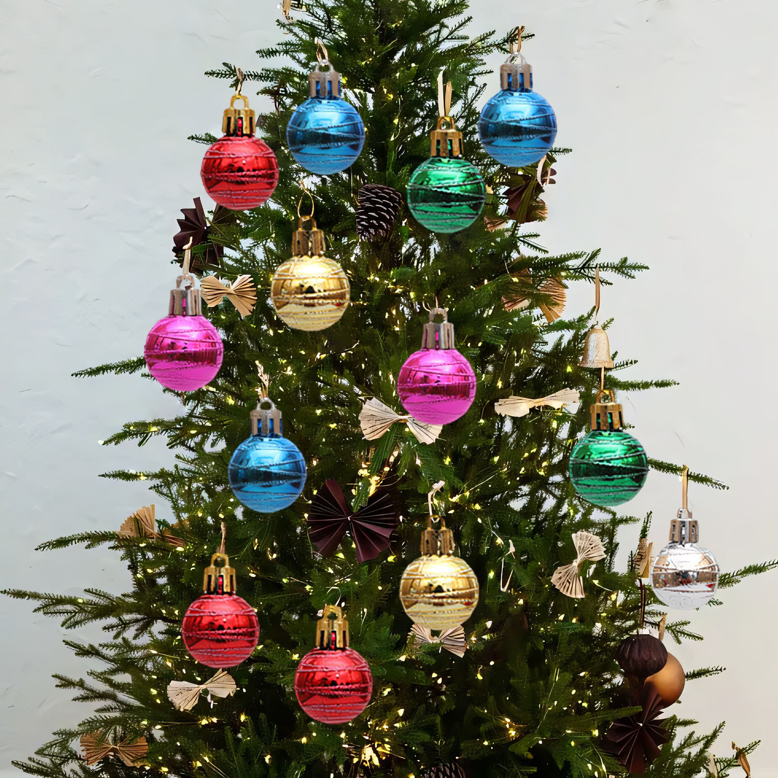 Boules De Noël Incassables 8 Cm - Lot De 18 - Violet - Décorations Sapin Avec Crochet - Plastique Brillant
