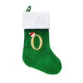 thumbnail image 2 of 18inch Monogram Christmas Stockings Green Velvet Body with White Super Soft Plush Cuff Xmas Personalized Embroidered Letter Stockings for Family Holiday Xmas Tree Fireplace Hanging Decoration, 2 of 9