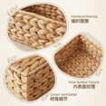 thumbnail image 3 of Natural Water Hyacinth Rectangular Storage Basket with Wooden Handles, Handwoven Wicker Organizer Tray for Bathroom, Living Room & Kitchen Countertop, 3 of 6