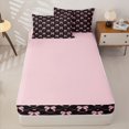 thumbnail image 4 of Manfei Pink Bowknot Zipper Twin Comforter Sets with Fitted Sheet and 2 Pillowcases For Girl,Cute Loves Pattern Kids Zipper Bedding Set,Pink Reversible,4 Pieces, 4 of 7