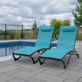thumbnail image 5 of Vivere Aluminum Glendale Lounger Set Made with Premium Phifertex Outdoor Fabric ( 330 lb Capacity) Blue Hawaii, 5 of 7