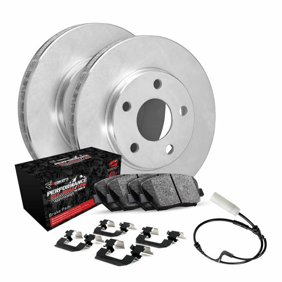 R1 Concepts Front Brakes and Rotors Kit |Front Brake Pads| Brake Rotors and Pads| Performance Off-Road Brake Pads and Rotors | Hardware Kit and Sensor WFVS1-63001