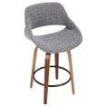thumbnail image 5 of Fabrico Mid-Century Modern Counter Stool in Walnut and Grey Noise Fabric by LumiSource - Set of 2, 5 of 10