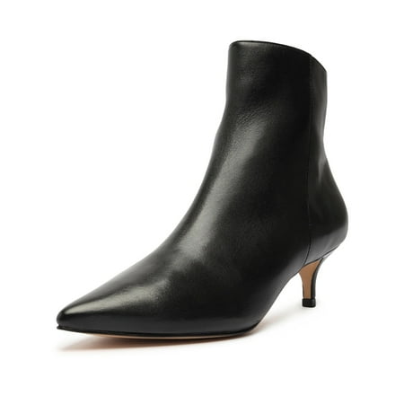 

Schutz Mikki Low Black Side Zipper Pointed Toe Stiletto Mid Heel Ankle Boots (Black 7)