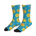 thumbnail image 4 of Crew Socks for Women Men, Bee sunflower  Moisture Running Athletic Football Striped Socks Cushion Tube Socks, 4 of 7