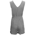 thumbnail image 6 of Fsqjgq Jumpsuits for Women Summer Rompers Bodysuit Womens Casual Summer Outfits Casual V Neck Bow Pocket Sleeveless Shorts Wide Shorts Jumpsuits Rompers Bib Overalls Jumpsuits Summer 2 Piece Outfi, 6 of 7