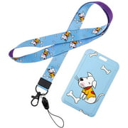 HASFINE Cute Badge Lanyard for ID Card，Sliding Cover Badge Holder with Doggie Lanyard Metal Lobster Clasp and Cellphone